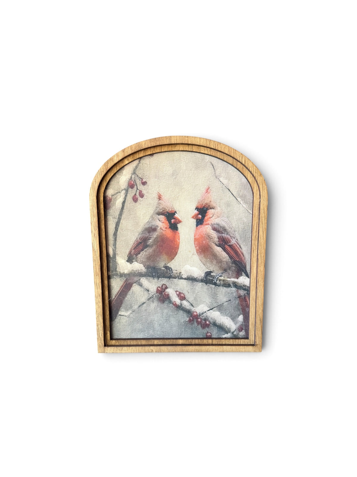Framed Canvas Print- Winter Cardinals