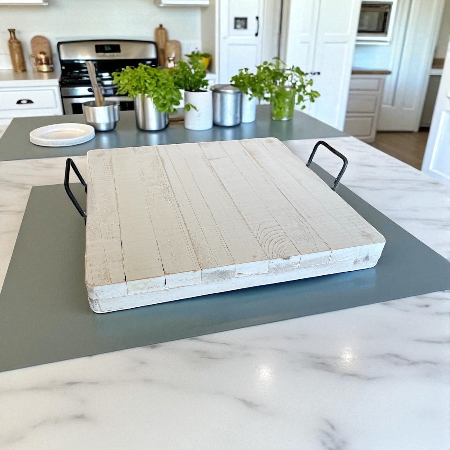 5– Wooden Table Riser/ Serving Tray (white)