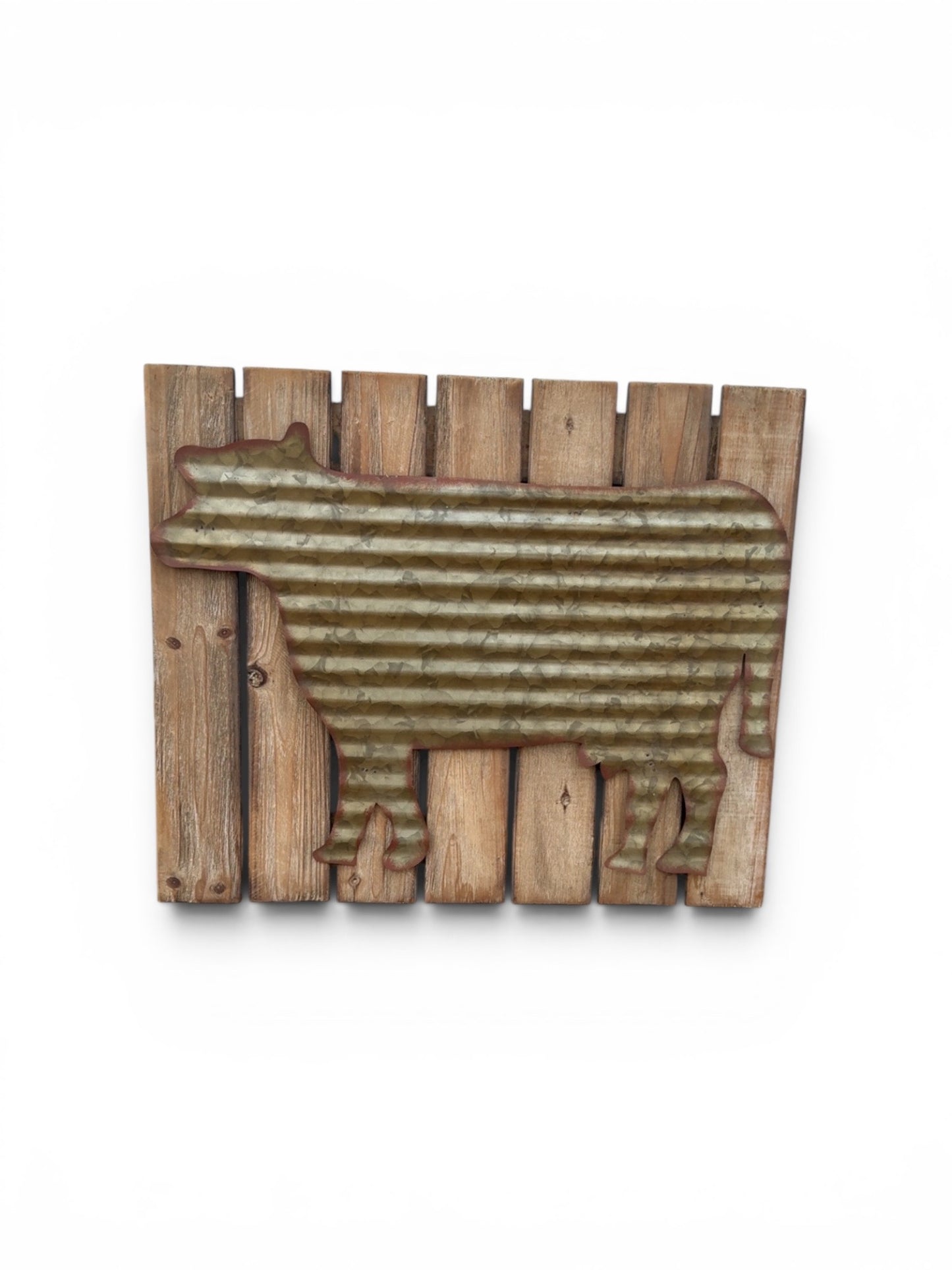 Wooden & Tin Cow Sign Decor