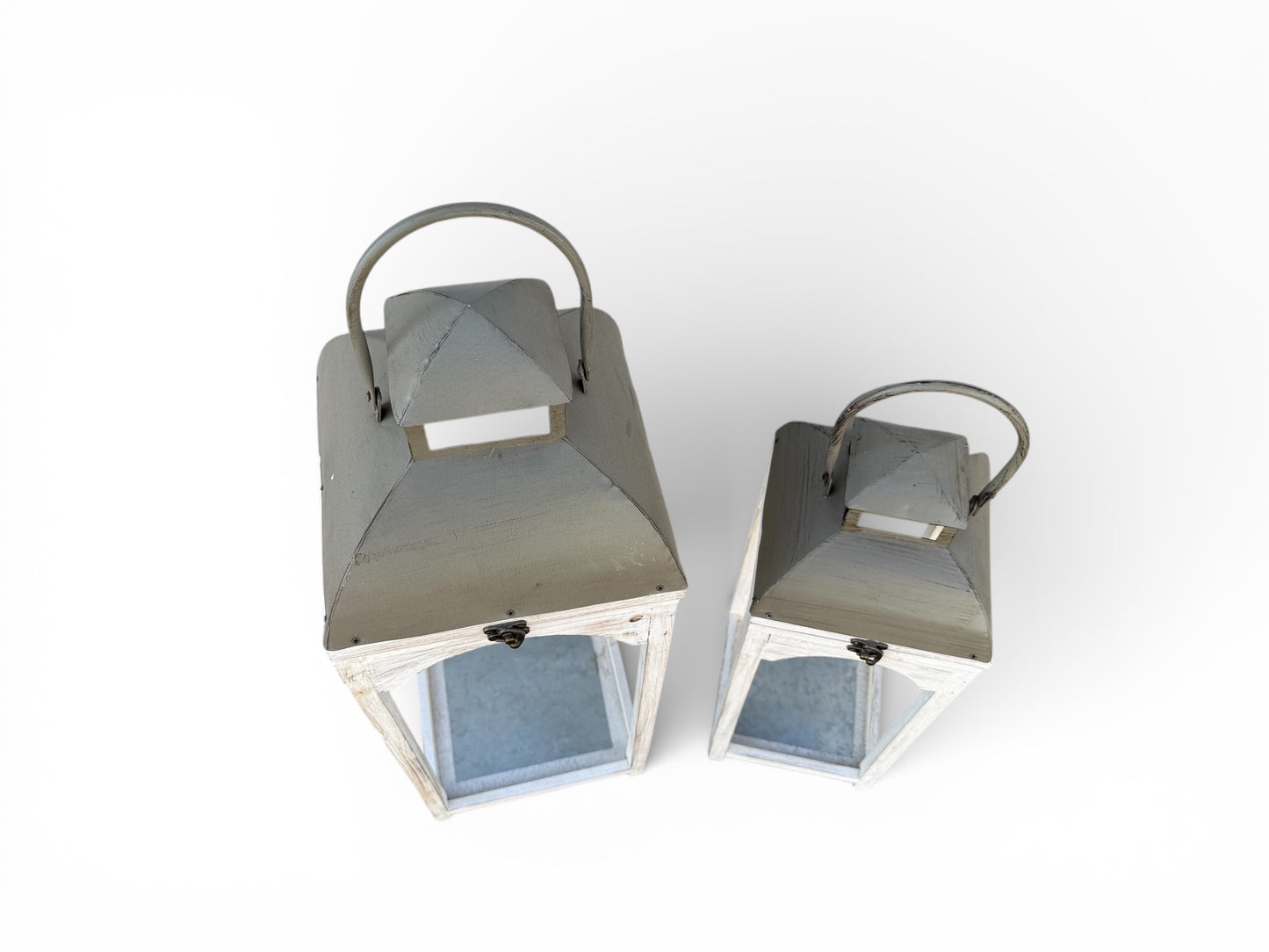 Set of 2 Wooden Lanterns