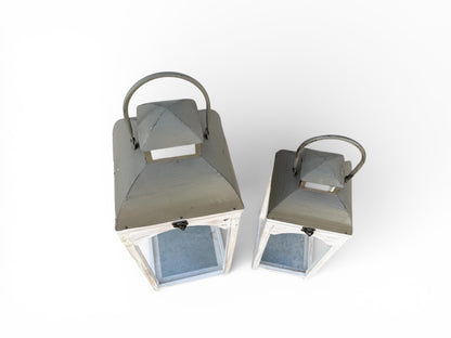 Set of 2 Wooden Lanterns