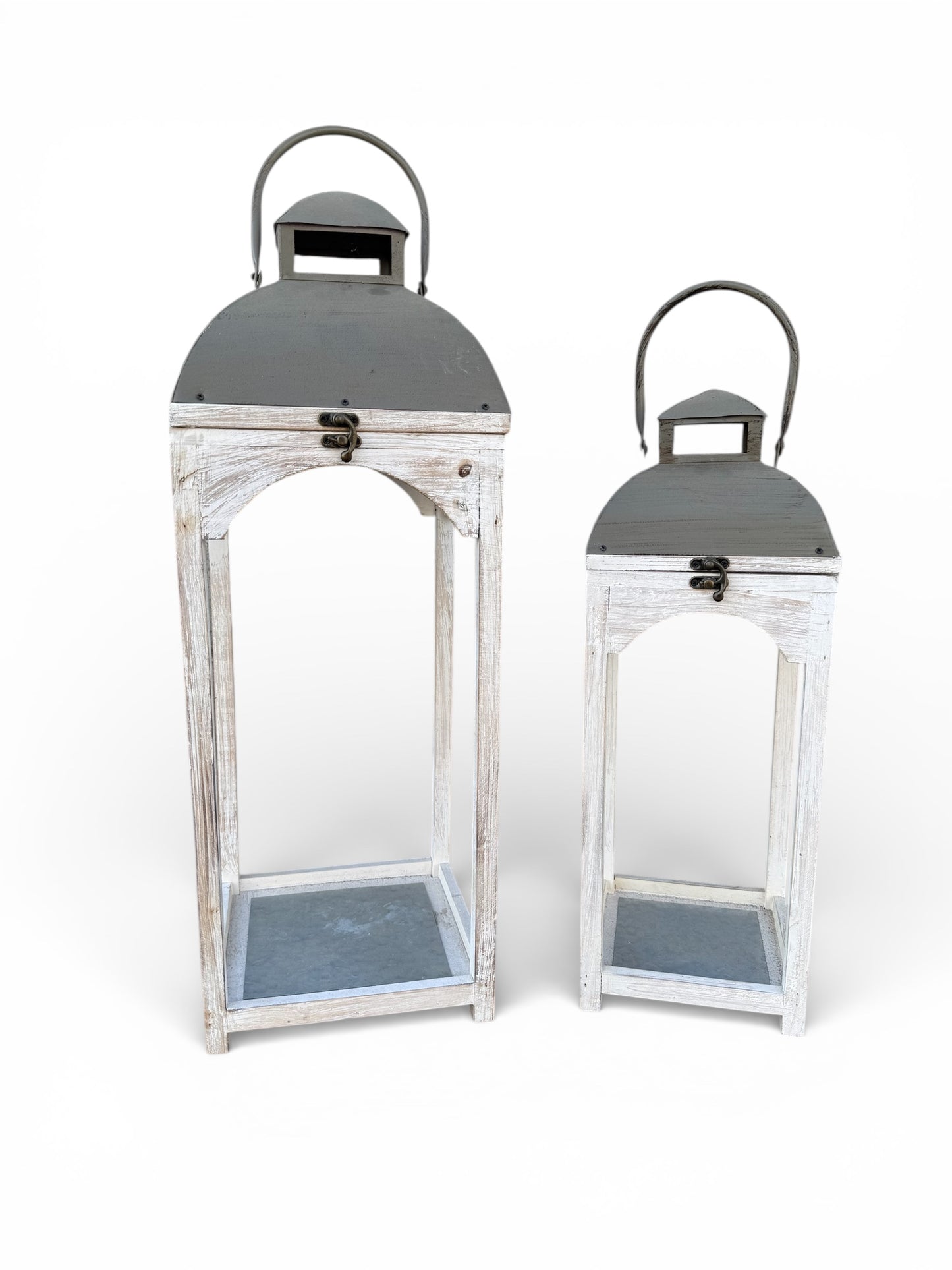 Set of 2 Wooden Lanterns