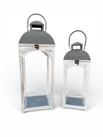 Set of 2 Wooden Lanterns