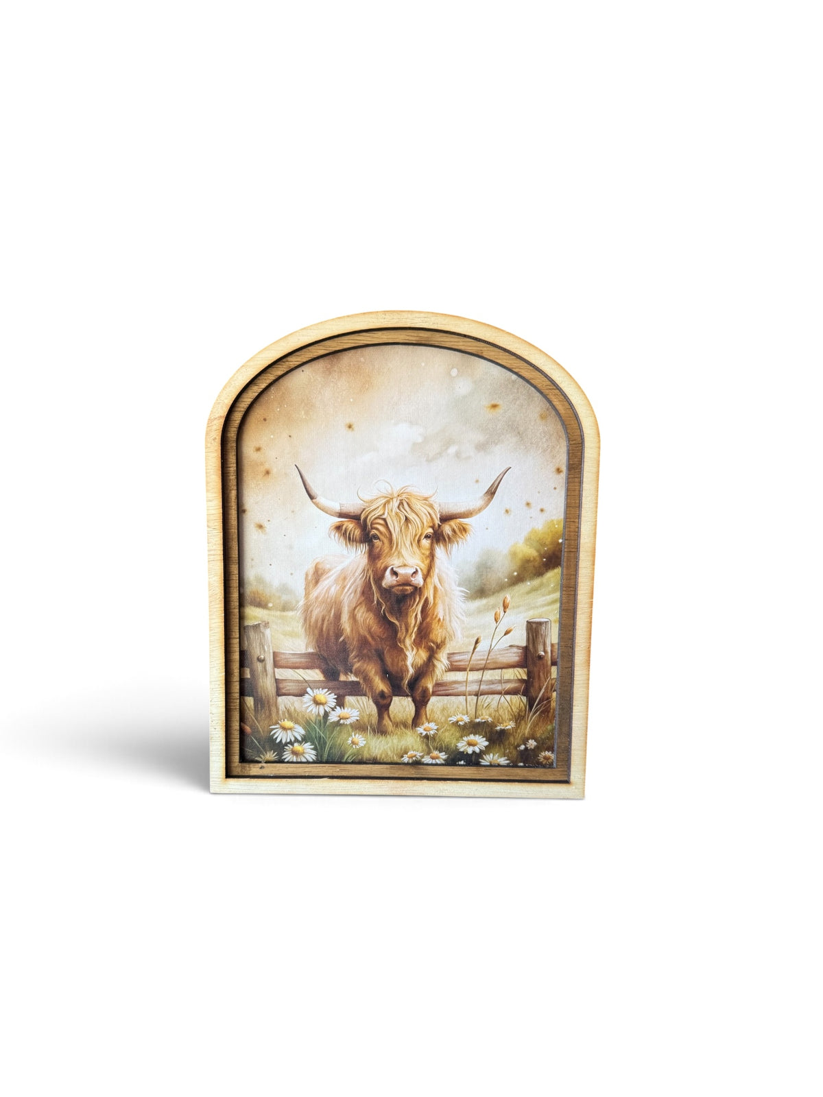 Framed Canvas Print- Highland Cow Flowers